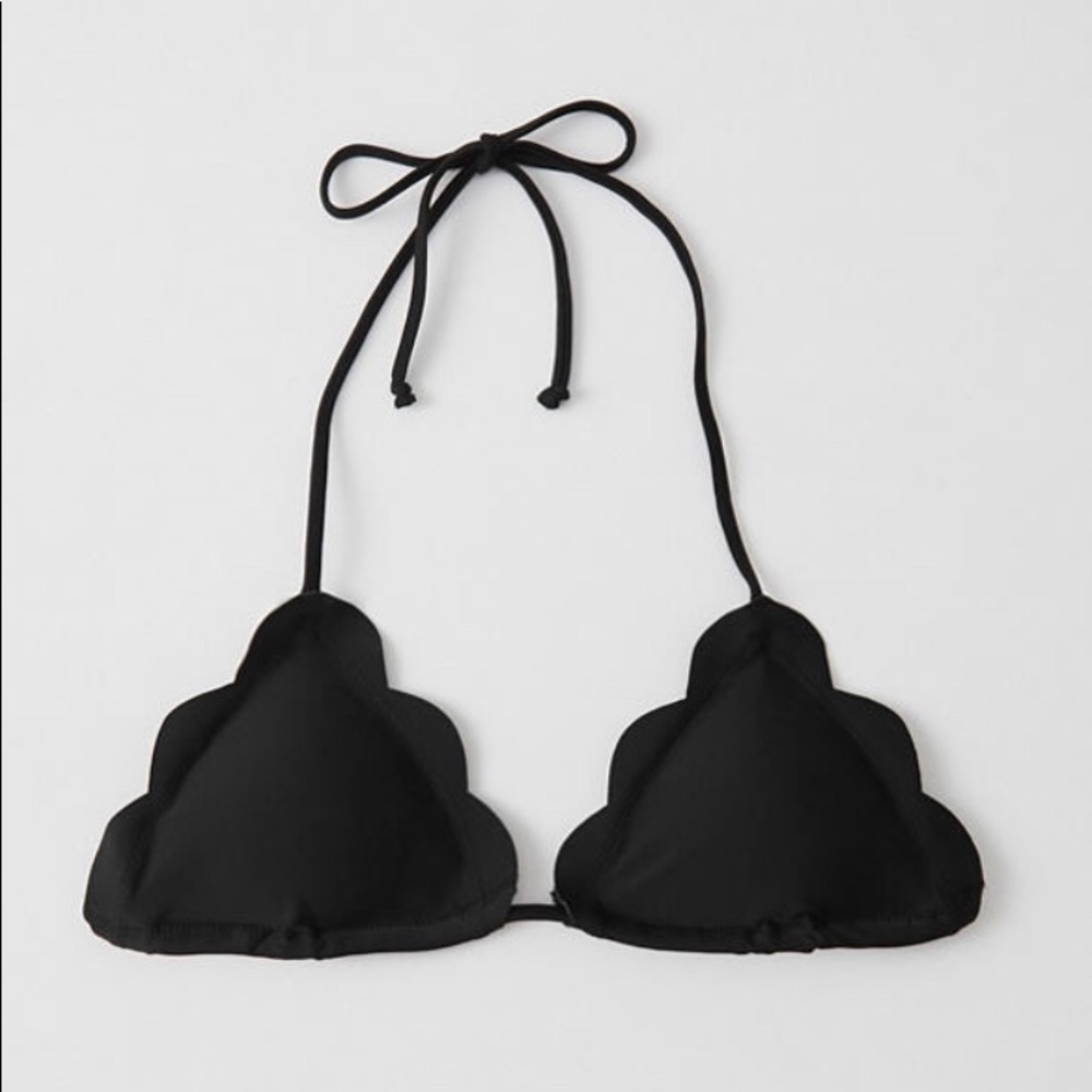 Black Scalloped Bikini Top